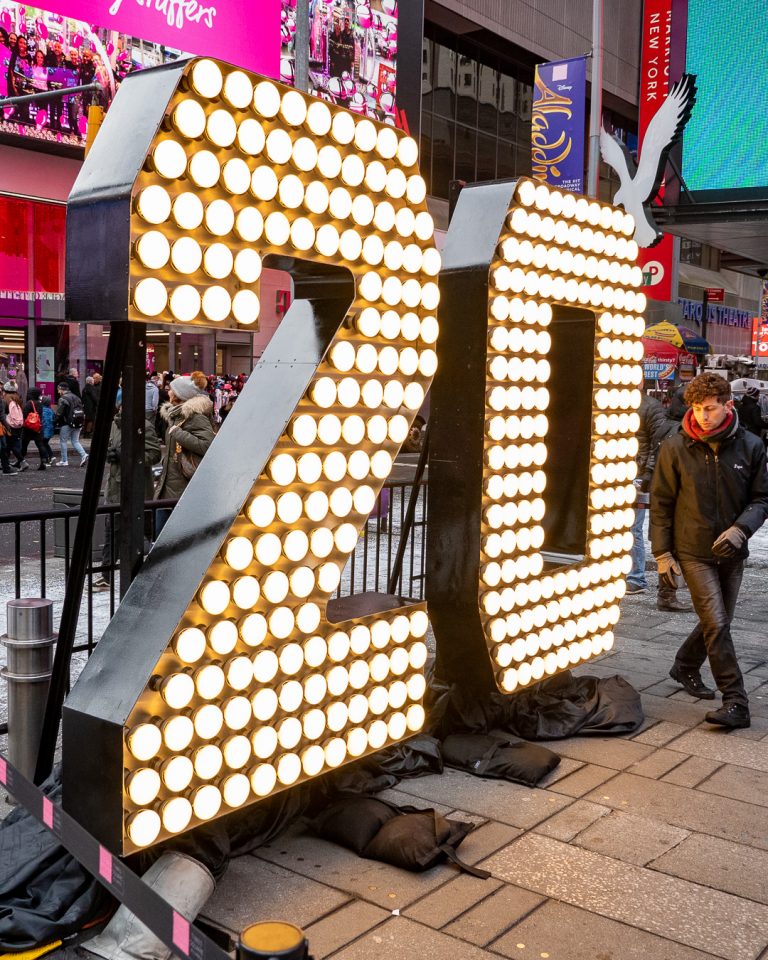 “20” Numerals Arrive in Times Square Times Square Ball